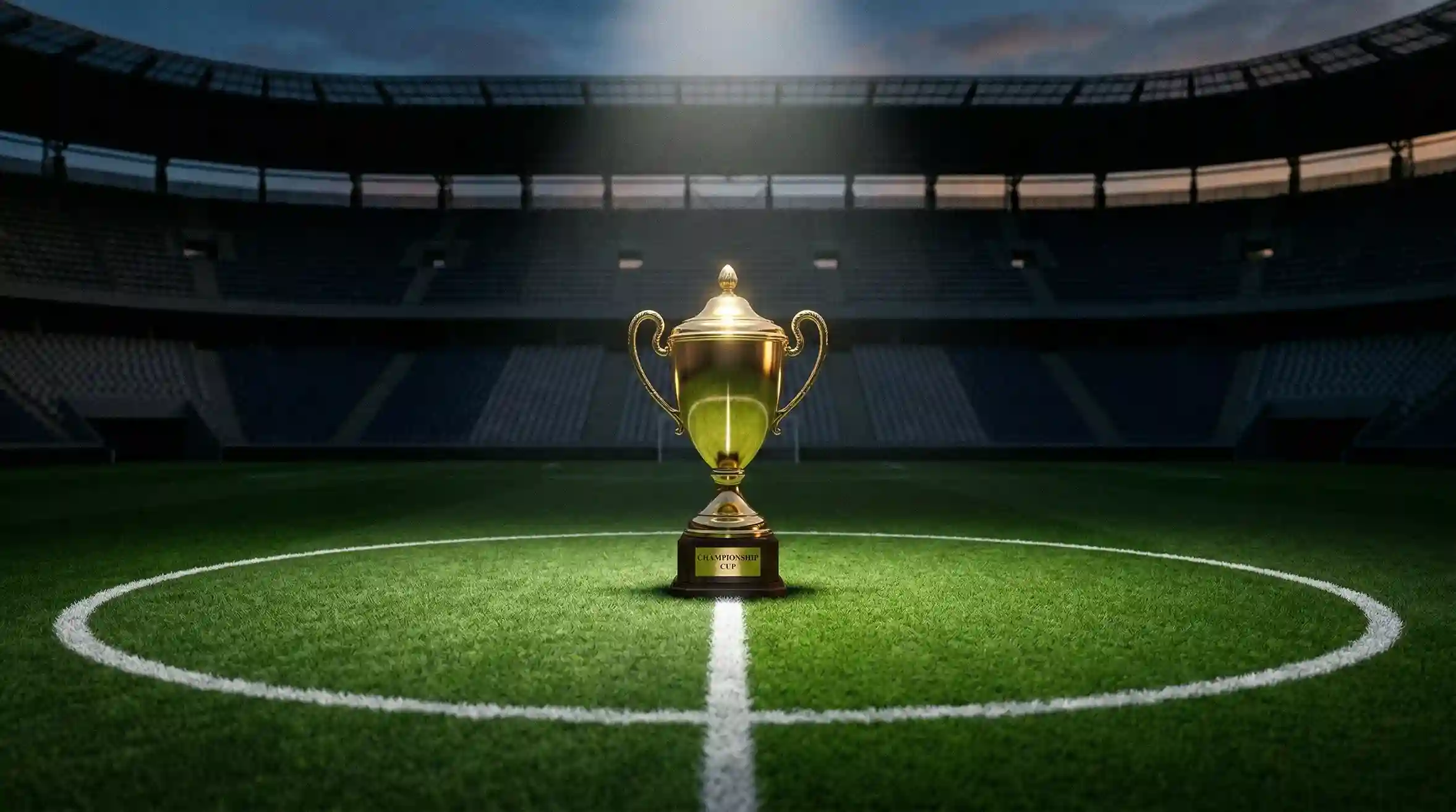 Goldener Pokal auf dem Rasen symbolisiert DFB-Pokal und Cupwetten