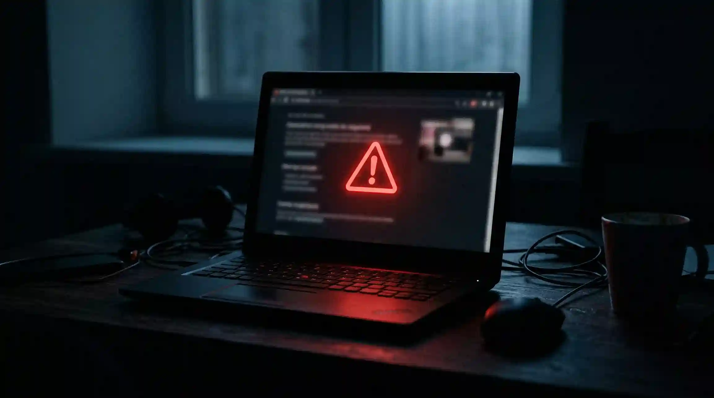 Warnschild und dunkler Bildschirm symbolisieren illegale Wettanbieter